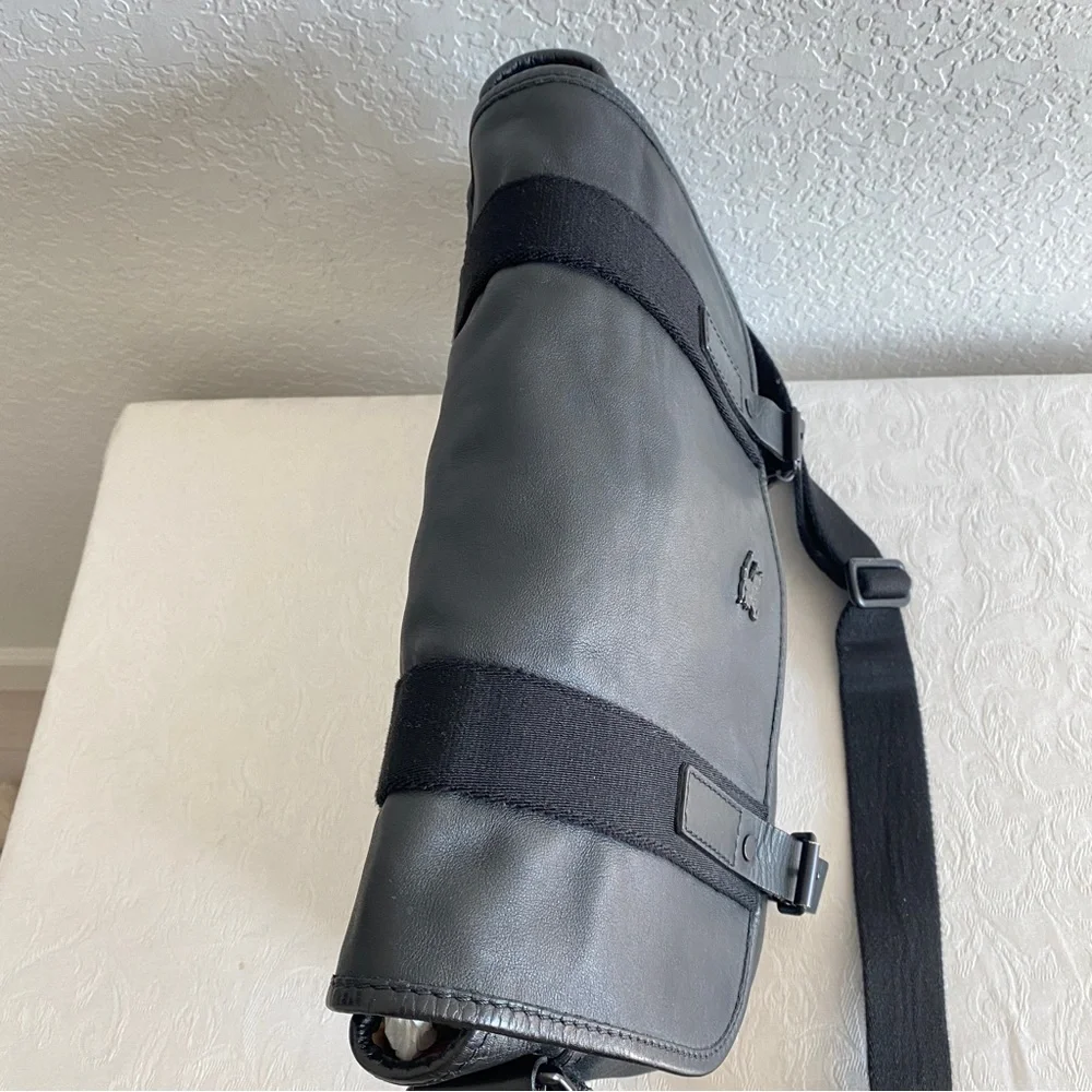 Burberry black leather messenger bag